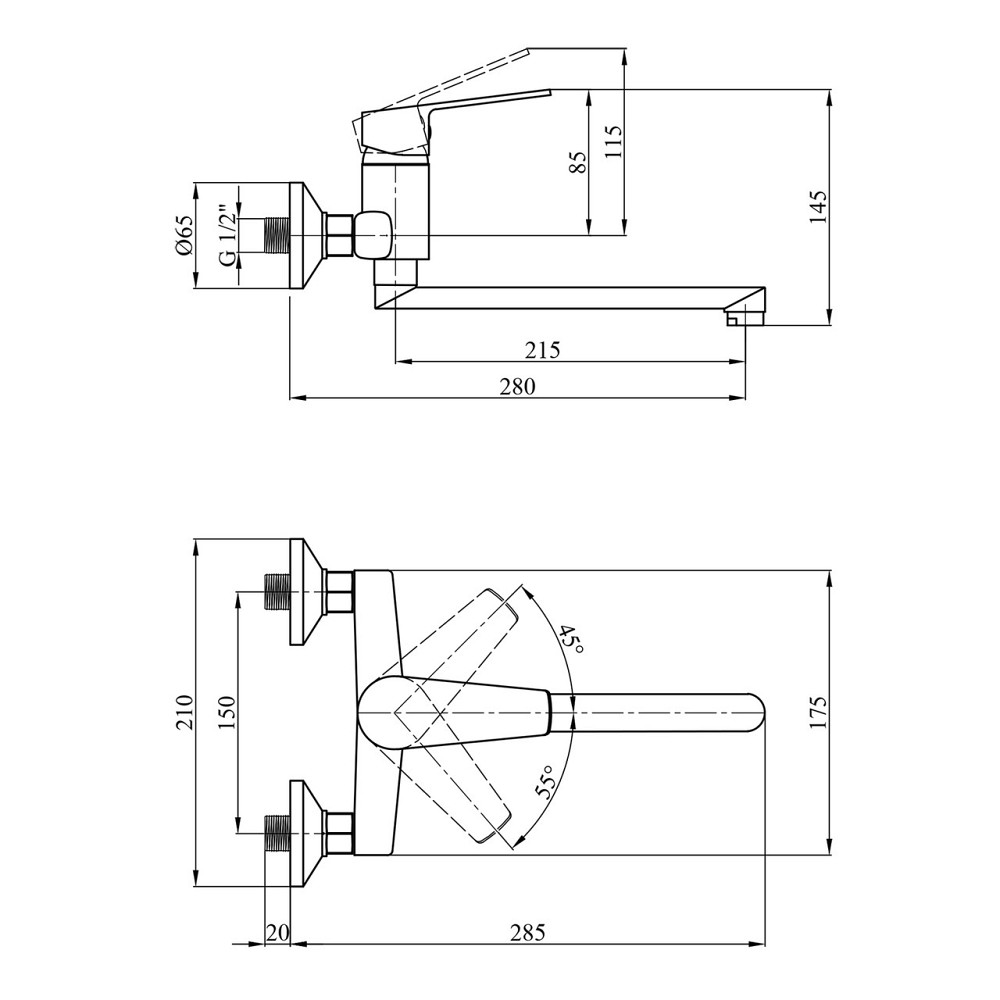 Змішувач для кухні настінний Kroner KRP Brocken - С040 Київ - фото 2