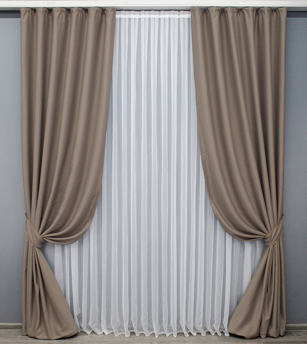 Комплект готовых штор VR-Textil Блэкаут Midnight № 1674ш Капучино 200х290 см 2 шт (32-356) Киев - изображение 2