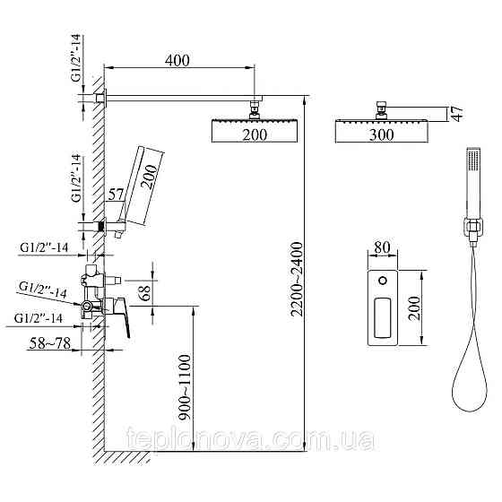 Смеситель для душа встроенный TOPAZ LEXI TLG 21205-H57-BL Черновцы