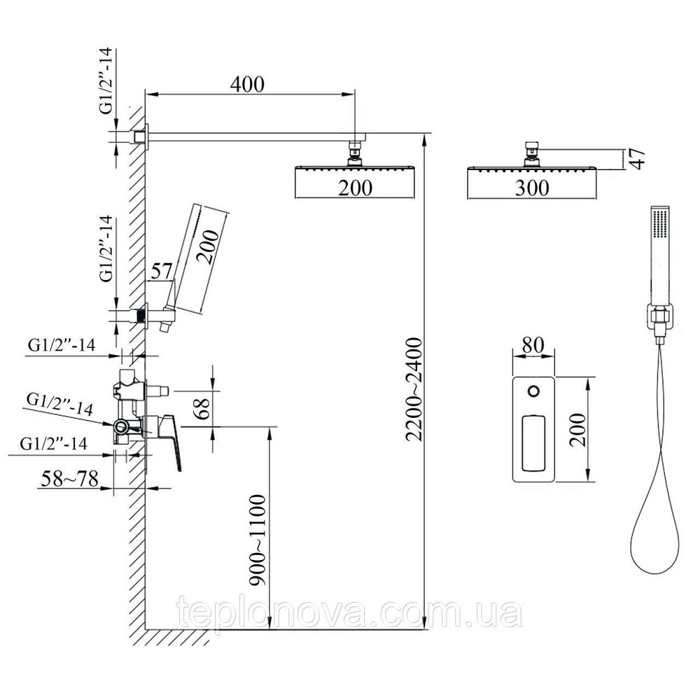 Смеситель для душа встроенный TOPAZ LEXI TLG 21205-H57-BL Черновцы - изображение 6