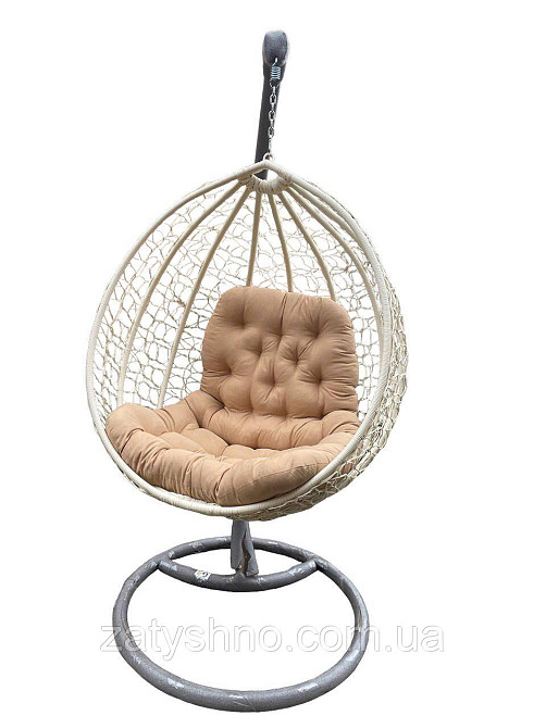 Підвісне крісло кокон із ротанга з посиленою стійкою Київ - фото 1