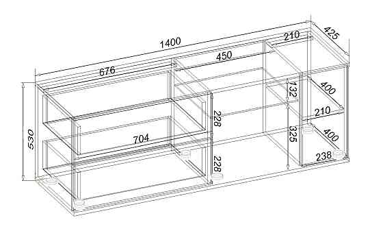Тумба TV Ketrin К-9, Дуб Аппалачі, 1400/425/530 Львів