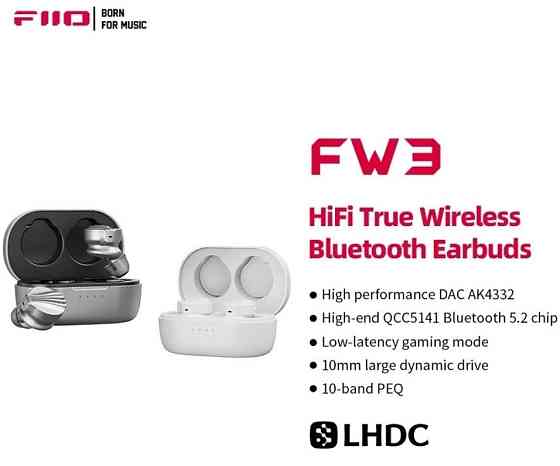Навушники FiiO FW3  White (сірий) відкриті. Харьков