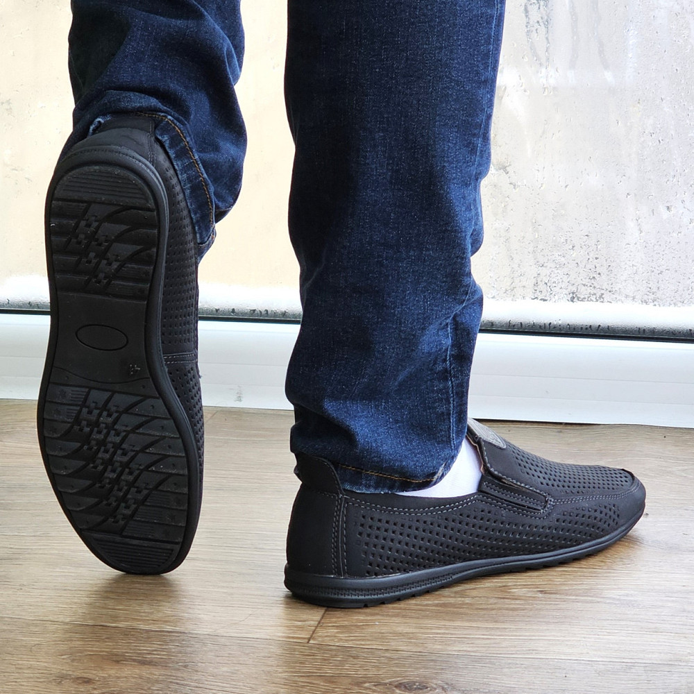 Мужские Мокасины Летние Кроссовки Сеточка Туфли Черные (размеры: 41,43,44,45) Видео Обзор - 447-1 Днепр - изображение 4