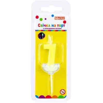 Свічка Maxi двостороння "7" з кольоровим вогнем, розмір 20*8*40 мм (MX622093-7) Вінниця