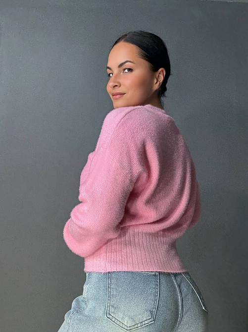 Светр жіночий Fancy Matinee 7571 вафельний з ангори оверсайз, рожевий, one size Київ - фото 3