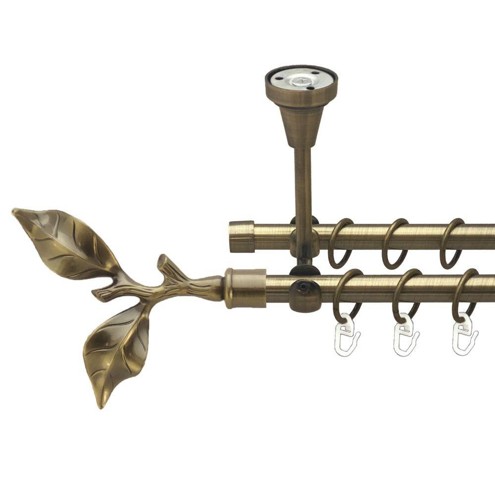 Карниз Orvit Листок Троянди металевий дворядний відкритий до стелі гладка труба кільце металеве Антик 16\16 мм 200 см Львів - фото 1