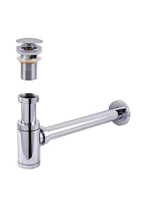 Сифон металлический с донным клапаном с переливом Globus Lux GS-32-105-03A (000030297) Киев