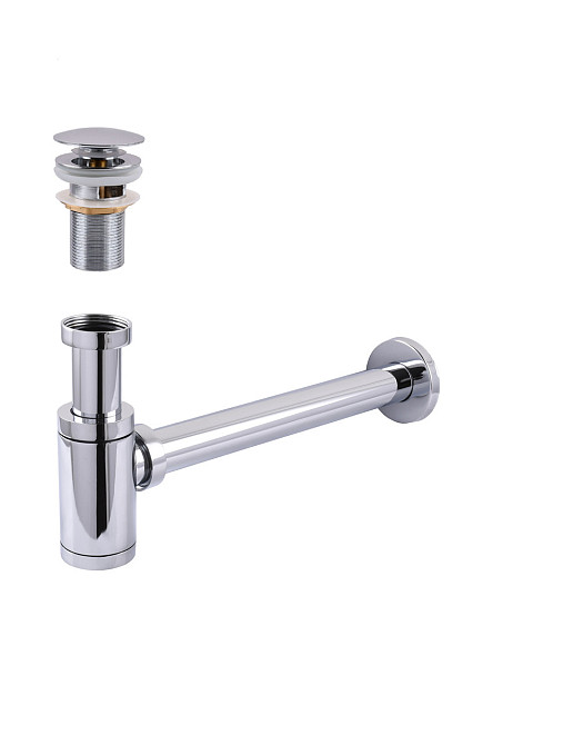 Сифон металлический с донным клапаном с переливом Globus Lux GS-32-105-03A (000030297) Киев - изображение 1