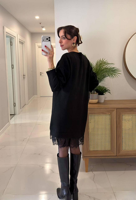 Женское платье-туника с кружевом по низу двухсторонняя ангора Одесса - изображение 3