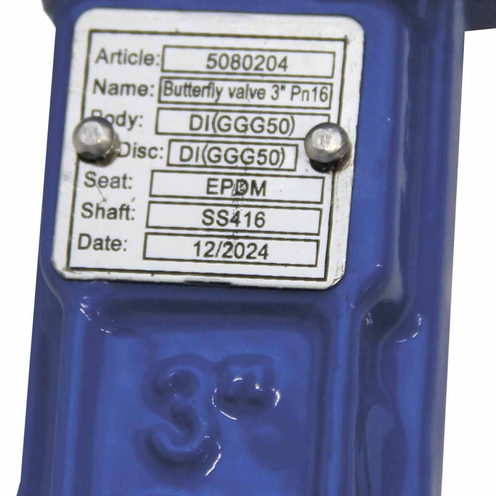 Flora Затвор межфланцевый "баттерфляй" 3'' корпус чугун (GGG50) диск чугун (GGG50) EPDM PN16 FL Коломия - фото 5