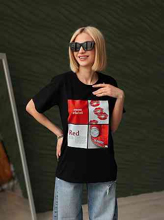 Жіноча футболка з акцентним принтом "Moncheri" | Норма і батал Київ