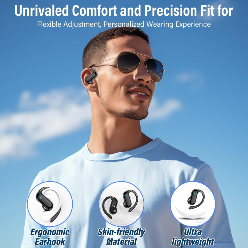 Беспроводные наушники Dusonlap E6 Bluetooth 5.4, открытые, Hi-Fi стерео, ENC, 32 ч, IPX7, для спорта и бега Киев - изображение 4