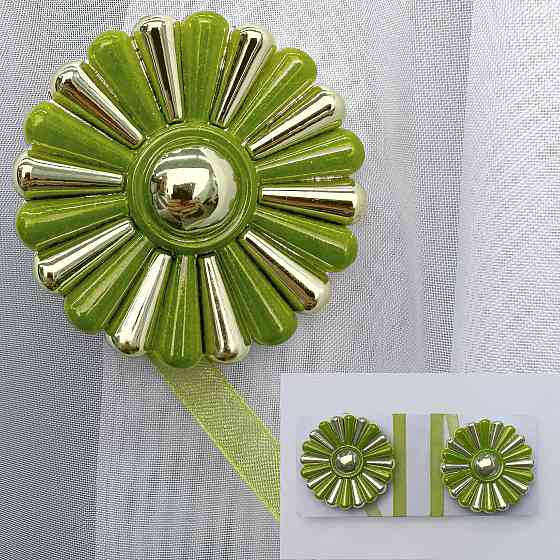 Магніти для штор і гардин Хризантема набір 2 шт Оливковий з золотистим (81-301) Київ