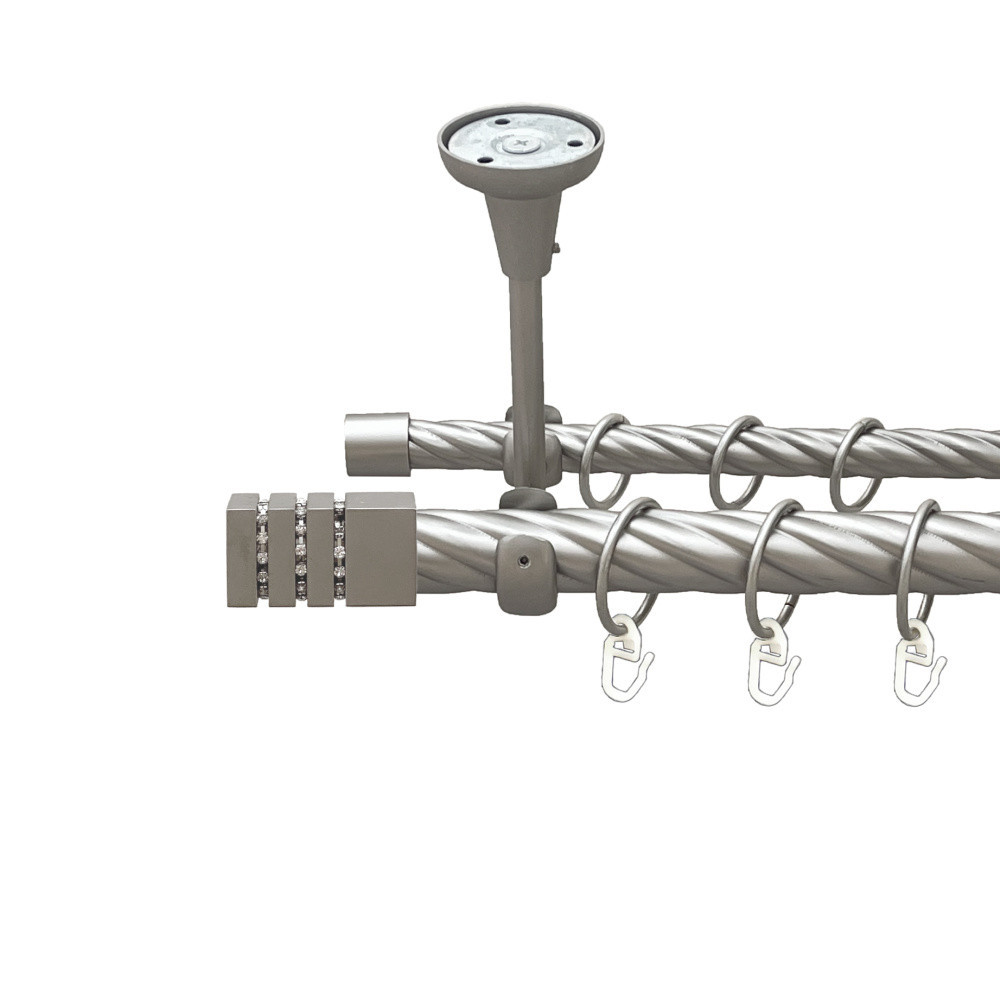 Карниз Orvit Ацтека металевий дворядний відкритий до стелі скручена труба кільце металеве Сатин 25\16 мм 240 см (00-00024064) Львів - фото 1