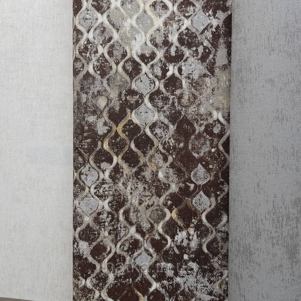 Обои метровые винил на флизелине Decowall Retro геометрия абстракция под старину волны коричневые серые Киев - изображение 2