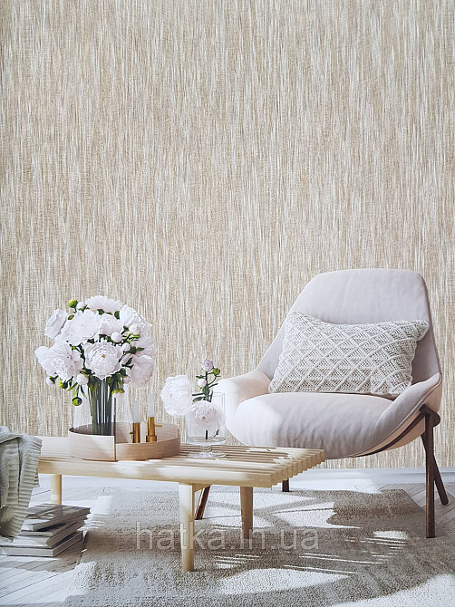 Шпалери вініл на флізеліні гарячого тиснення DU&KA Natura1.06х10 смужки з офект потертості структурні пісочні Київ - фото 1