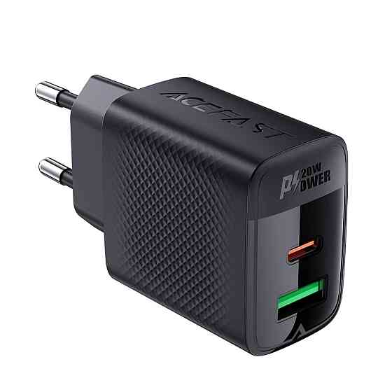 Мережевий зарядний пристрій ACEFAST A78 PD20W GaN (USB-A+USB-C) charger Black (6974316283256) Київ