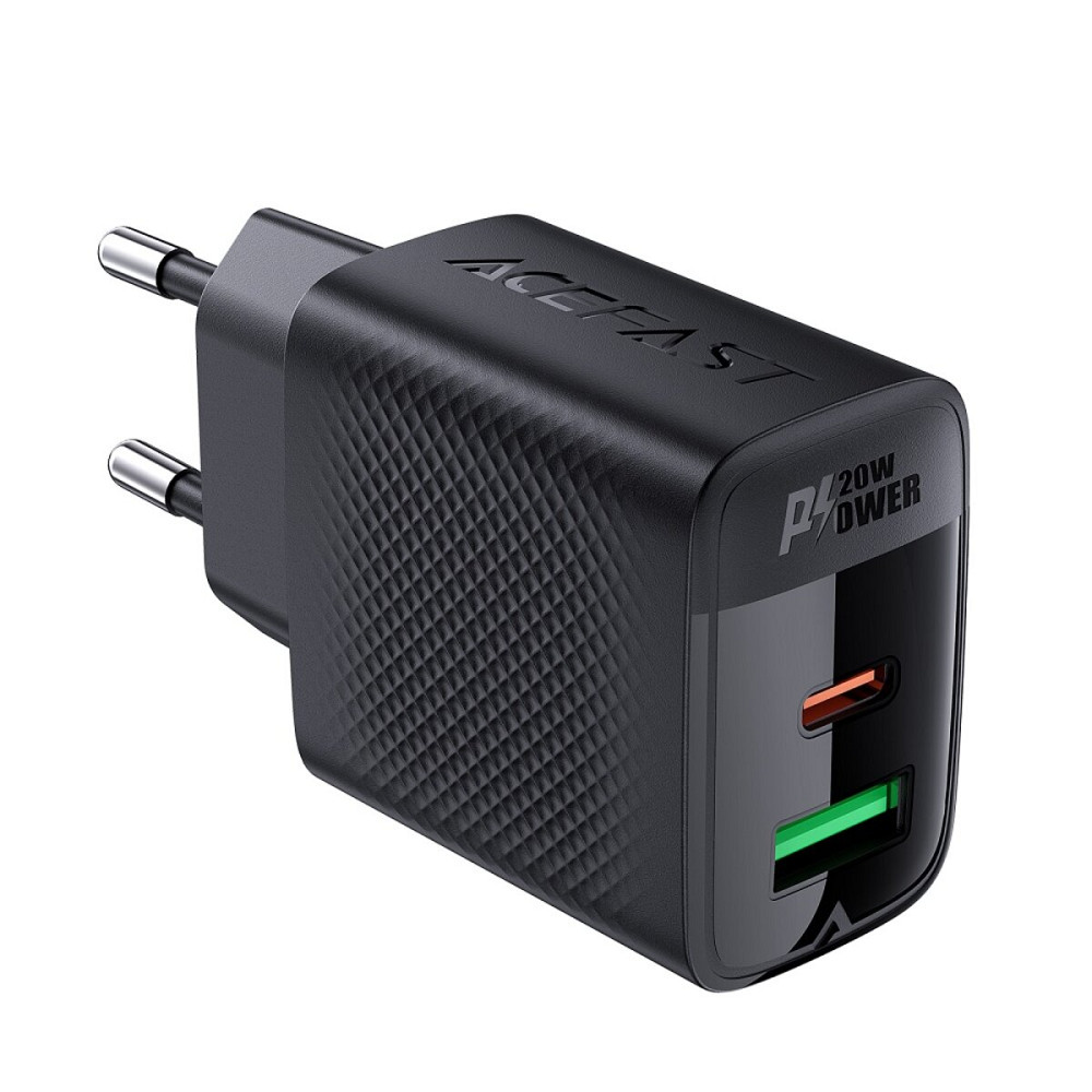 Мережевий зарядний пристрій ACEFAST A78 PD20W GaN (USB-A+USB-C) charger Black (6974316283256) Київ - фото 3