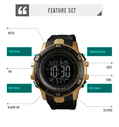 Чоловічий спортивний годинник Skmei 1475 Золотистий Вінниця