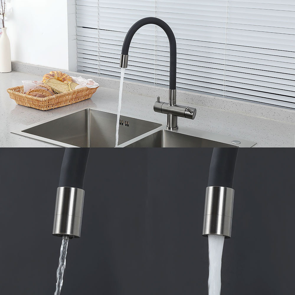 Смеситель для кухни с подключением к фильтру GAPPO G4398-39 гибкий излив, графит/черный Киев - изображение 2