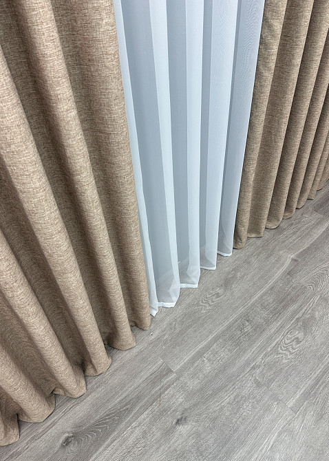 Шторна тканина льон фактурний легкий, колекція “ALORA-TON” колір капучино 1876ш Київ - фото 6