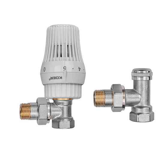 Комплект для підключення радіатора Koer SET-23 - 1/2'' кутовий з термоголовкою, клікове кріплення (KR5284) Київ