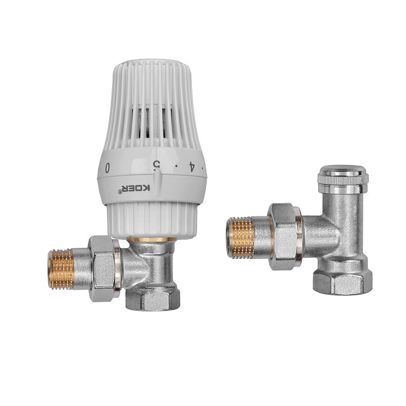 Комплект для подключения радиатора Koer SET-23 - 1/2'' угловой с термоголовкой, кликовый крепеж (KR5284) Киев - изображение 6