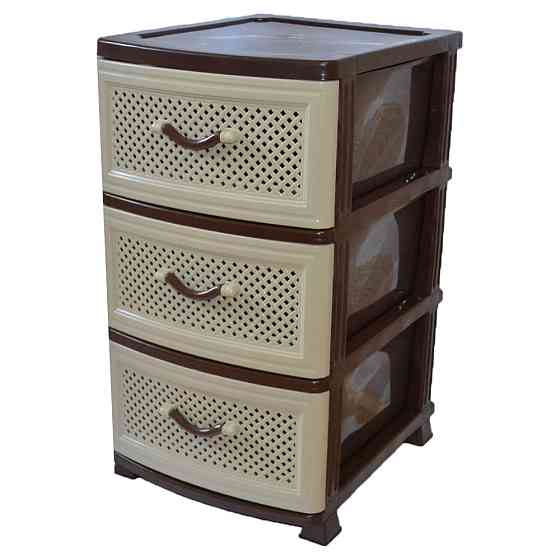 Комод пластиковый Efe Plastics 3 ящика 69х46х38, сетка, бежевый. Эфе пластик.. Одесса