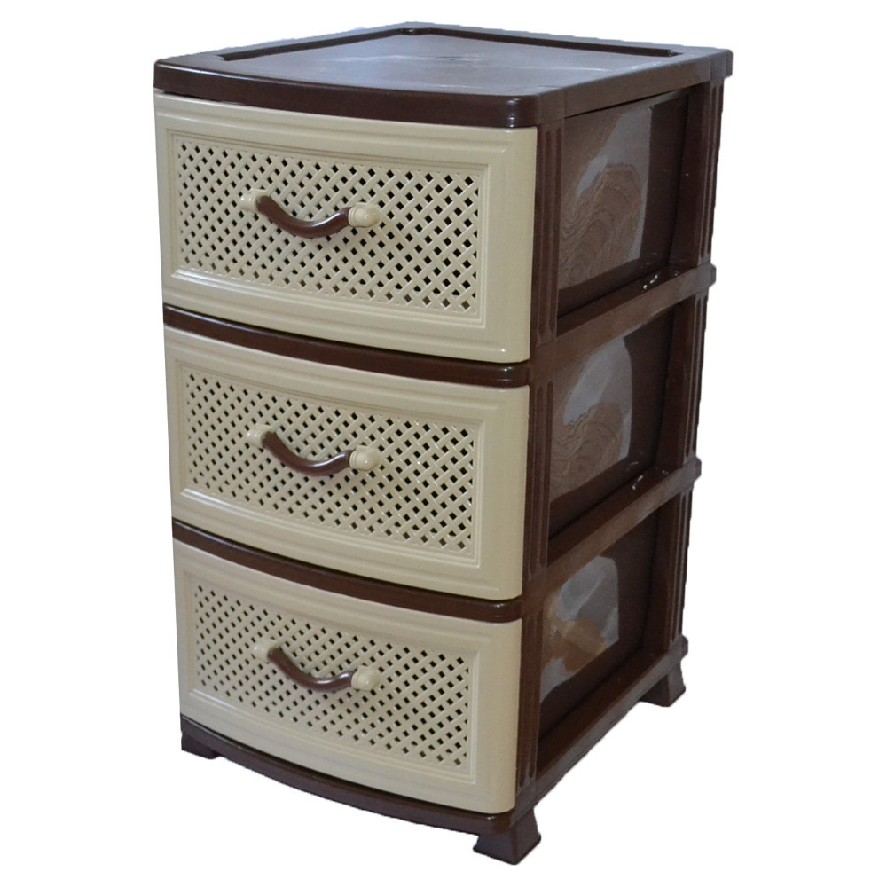 Комод пластиковый Efe Plastics 3 ящика 69х46х38, сетка, бежевый. Эфе пластик.. Одесса - изображение 1