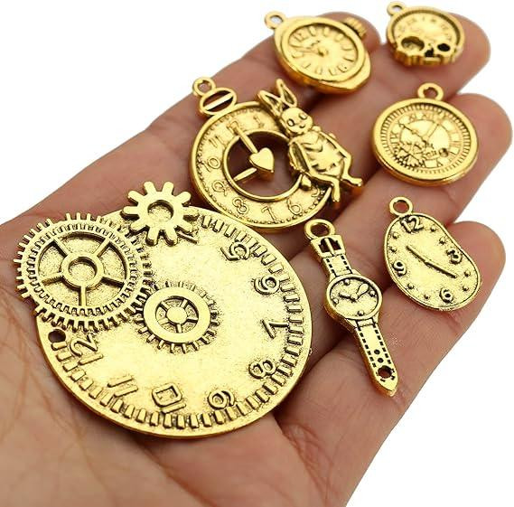 Набор декоративных шармов-подвесок часы, 40 шт, металл золотой, для рукоделия и скрапбукинга Киев - изображение 9