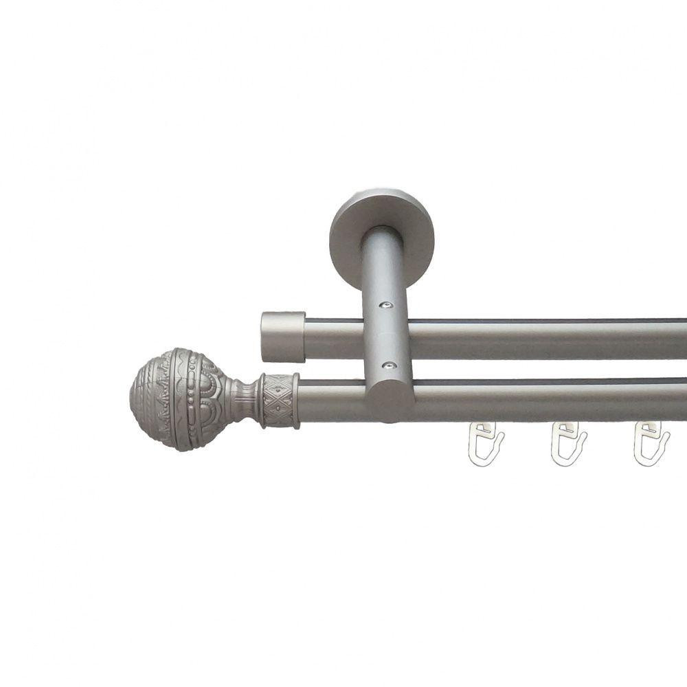 Карниз Orvit Арабеска металевий дворядний реверсивний профільна труба  Сатин 19\19 мм 160 см (6300787) Львів - фото 1