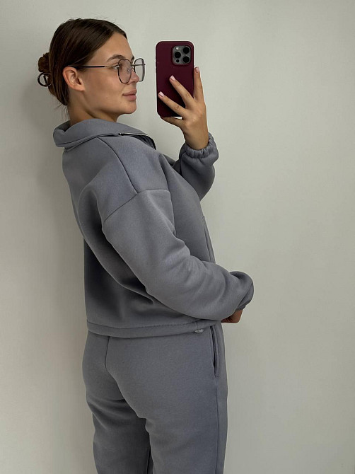 Флісовий спортивний костюм зі змійкою Сірий XL-2XL Харків - фото 2