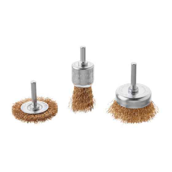 Набір щіток дротяних для дриля, 3 од. (50, 50, 30 мм), латунне покриття INTERTOOL BT-0302 Київ