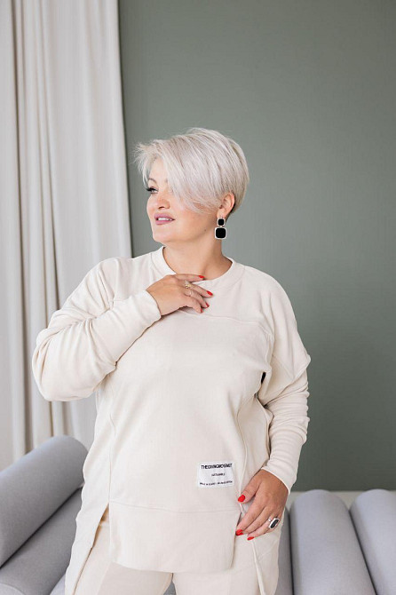 Женский теплый прогулочный костюм двойка батал пума плюш Бежевый, 54/58 Одесса - изображение 4