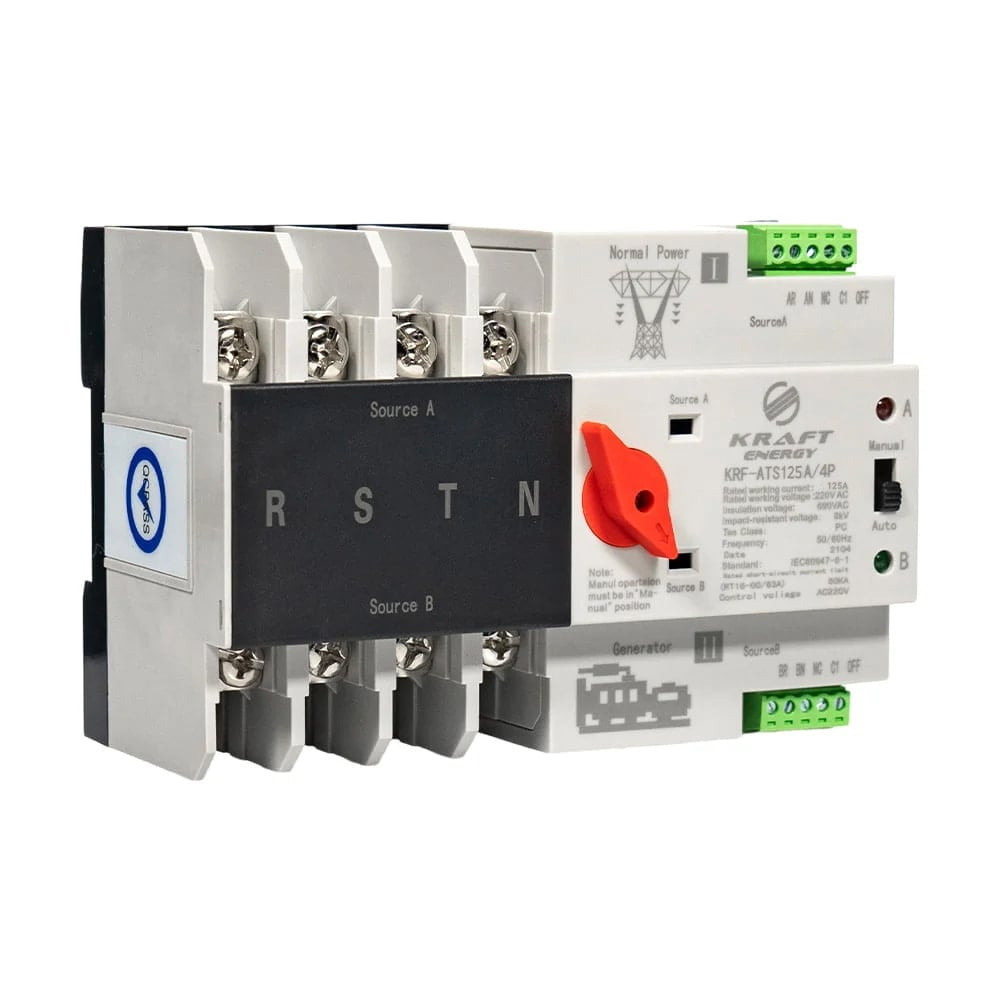 Автоматичний перемикач (АВР) під DIN-рейку Kraft KRF-ATS125A/4p 4 полюси (51-00106) Киев - изображение 12