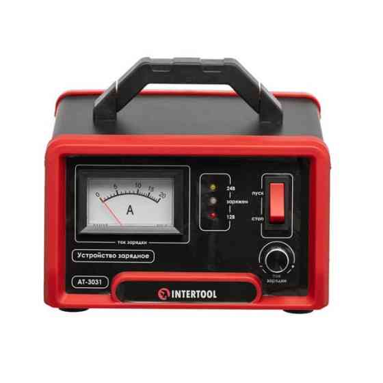 Пристрій зарядний для акумуляторів 12/24 В 0-10 А 6-150 Аг з мікропроцесором INTERTOOL AT-3031 Коломия