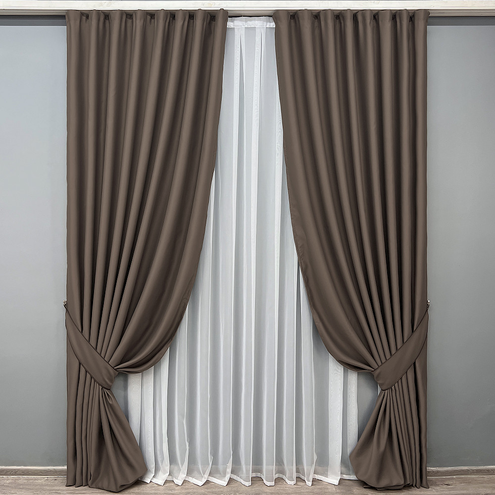 Комплект готовых штор VR-Textil Bagema Rvs № 2070ш Кофейный 200х290 см 2 шт (32-454) Киев - изображение 2