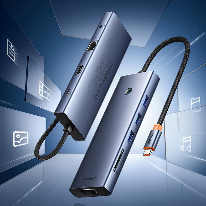 USB-хаб Baseus UltraJoy Series 10-Port HUB Docking Station Space Grey（Type-C to HDMI4K@60Hz*1+VGA*1+USB Одеса - фото 8