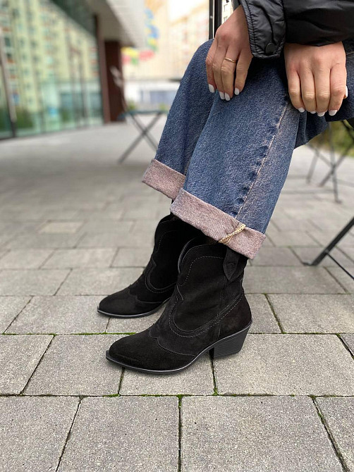 KATI SHOES Черевики жіночі KATI SHOES 407 чорні (весна-осінь, замша натуральна) (6063) Коломия - фото 1