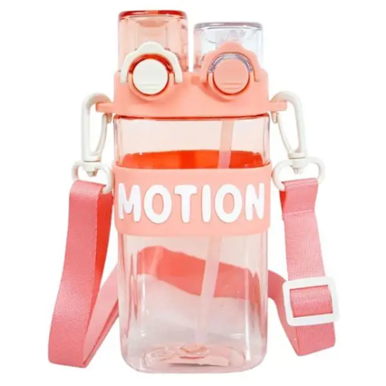 Спортивная бутылка для воды с трубочкой, 550 мл, розовая Киев