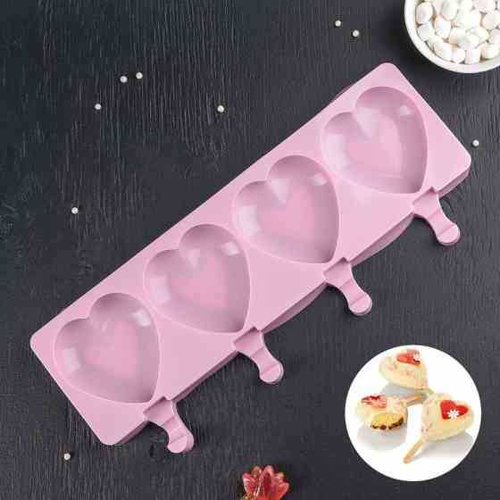 Форма для морозива 4 форми серце з паличками 50шт Вінниця