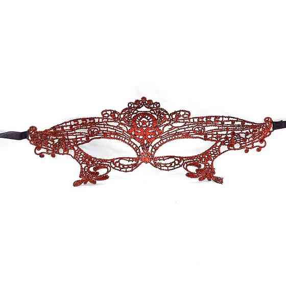 Маска карнавальна мереживна на лице 32 на 11 см червоний Київ