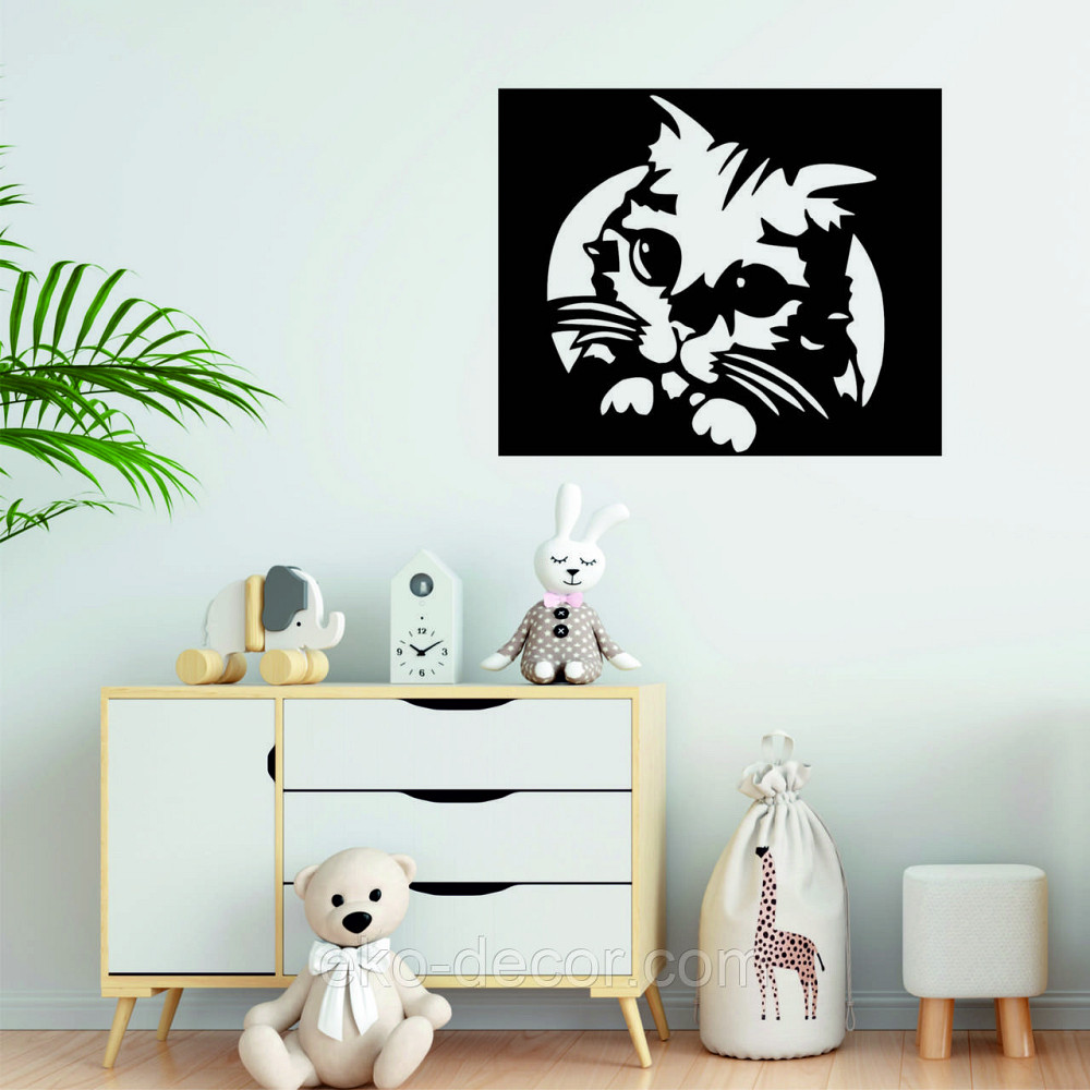 Декоративное настенное Панно «Кот», Декор на стену 70*58 см, Черный Киев - изображение 2