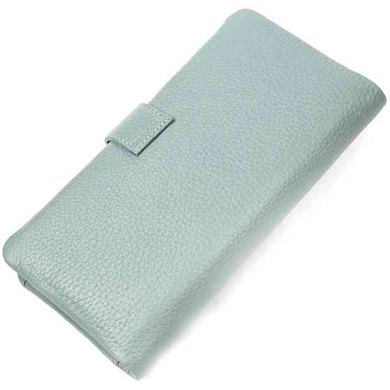 Интересное женское портмоне из натуральной кожи KARYA 21000 Серо-голубой Киев