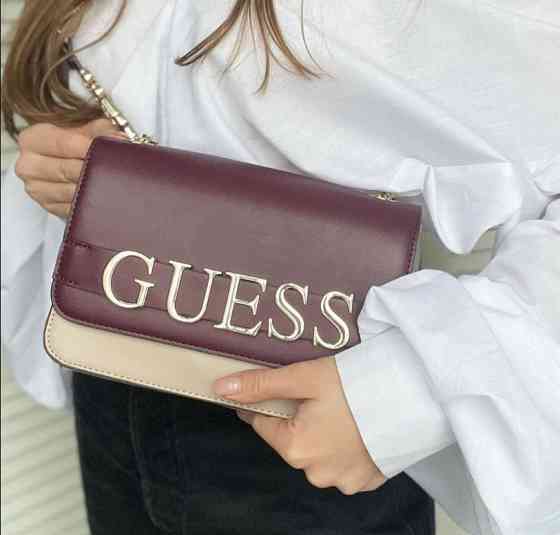 Женская сумка на плечо Guess (W800SS) бордовая Киев
