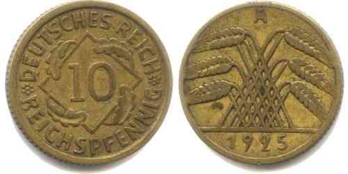 10 рейхспфеннигов 1925 «А» Германия Полтава
