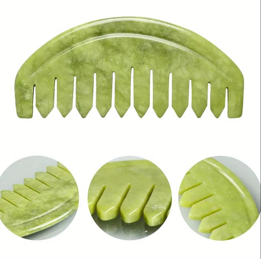 Гребень Гуаша из натурального нефрита, инструмент для массажа головы, волос и лица. Киев - изображение 1