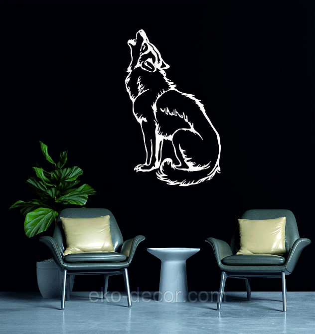 Декоративне настінне Панно «Вовк», Декор на стіну 70*42 см, Білий Київ - фото 2