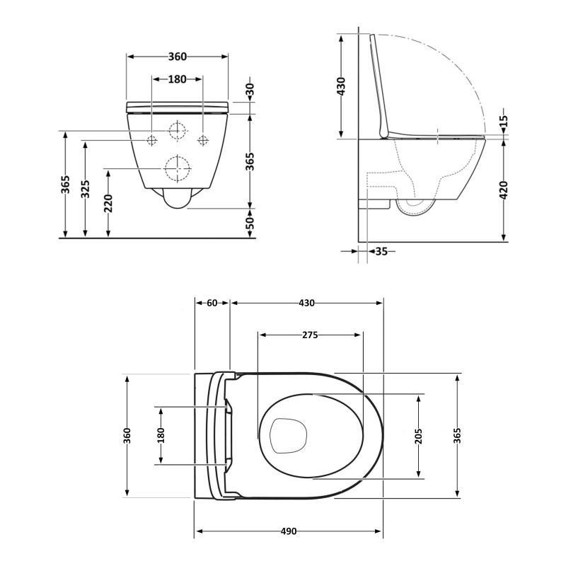 Унитаз подвесной Qtap Robin ML Ultra Quiet 490×365×325 мм, с сиденьем  Soft-close MagLock, White QTROBML26W49621 Киев - изображение 2
